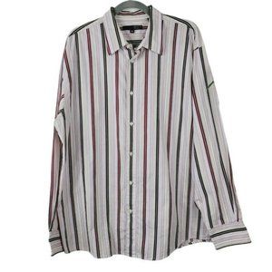 Point X Men's Casual Button Up Shirt Striped 100% Cotton XL Long Sleeve Office
